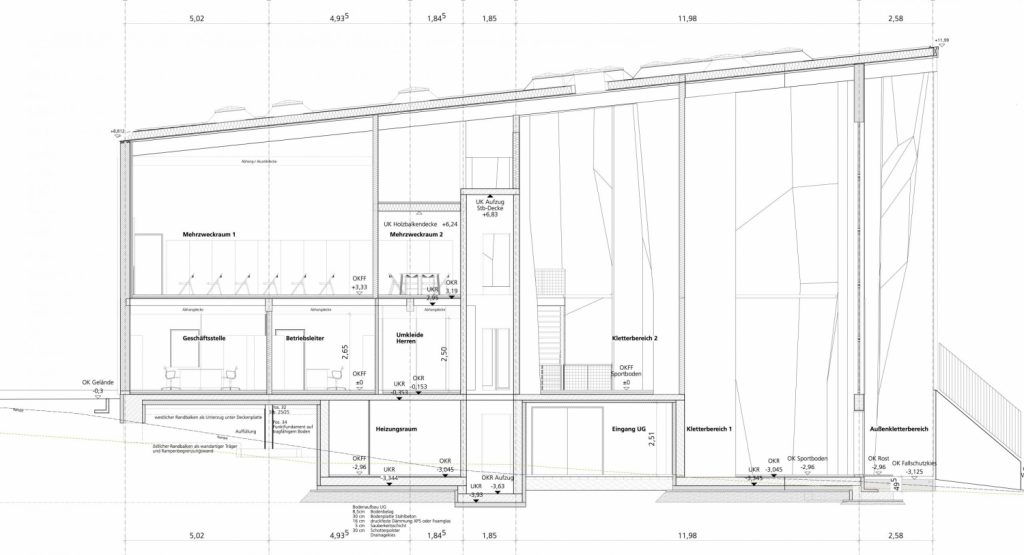 Neubau Kletterhalle mit Boulderraum und Verwaltung, geplante Fertigstellung September 2023